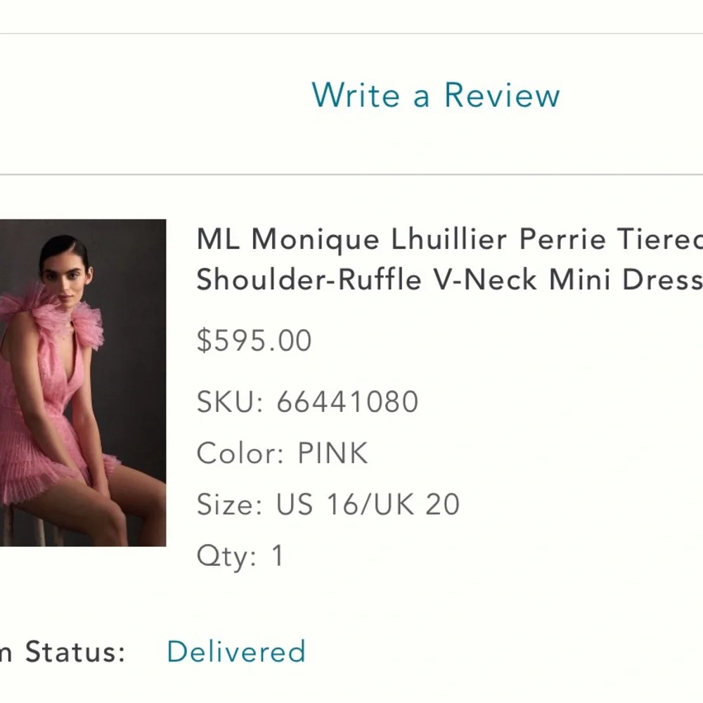 ML Monique Lhuillier Perrie Tiered Shoulder-Ruffle V-Neck Mini Dress - Picture 5 of 5